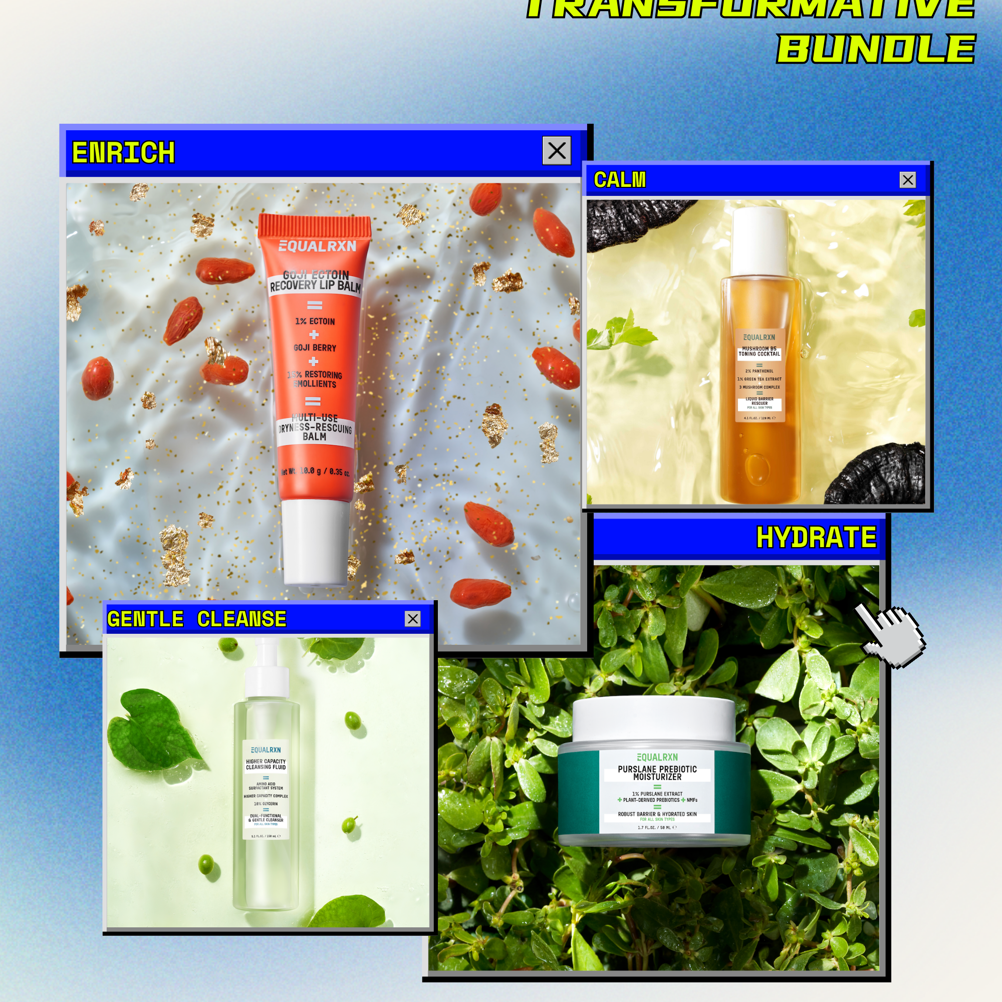 Skin Transformative Bundle (4 products set+ vegan leather drawstring toiletry bag) - EqualRXN