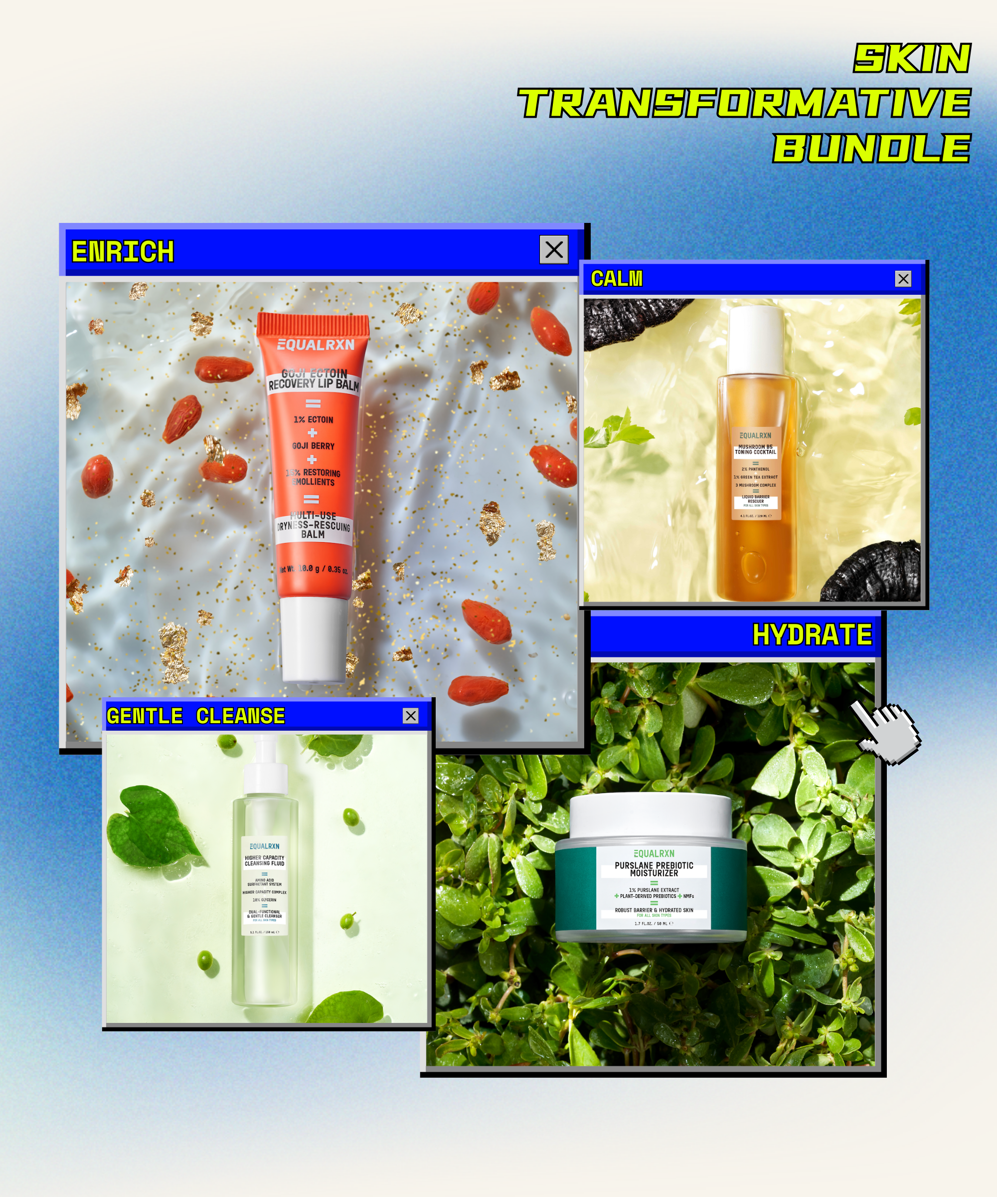 Skin Transformative Bundle (4 products set+ vegan leather drawstring toiletry bag) - EqualRXN
