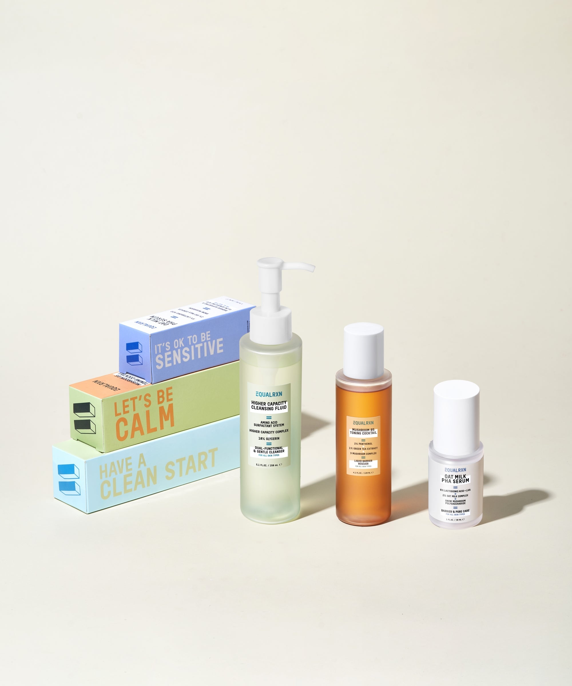 Good Skin Fundamentals Bundle (Higher Capacity Cleansing Fluid + Mushroom B5 Toning Cocktail + Oat Milk PHA Serum) - EqualRXN